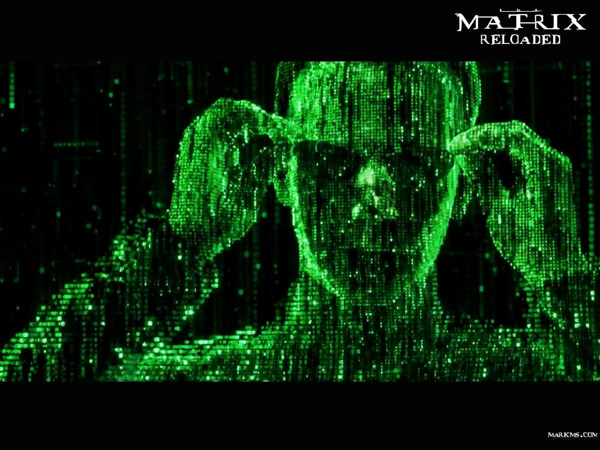 Immagine di sfondo / verdi, graphic design, tecnologia, simmetria, grafica (scena da film "Matrix")