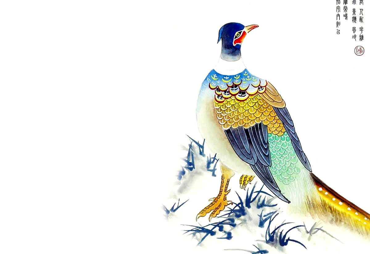 Sfondi / arte cinese, Pittura cinese, uccello, animali, schizzo 1600x1100