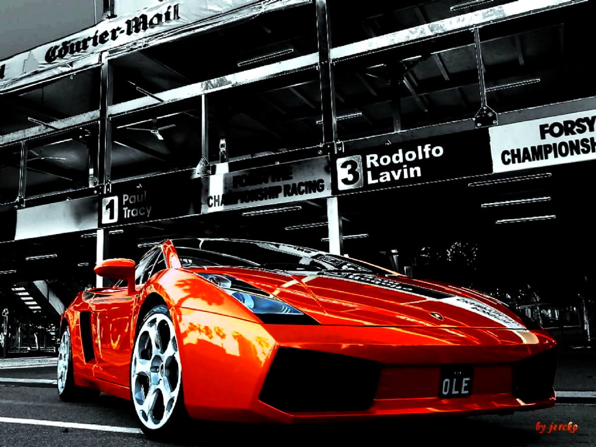Gratis sfondo / Lamborghini nera e rossa in mostra (1024x768)