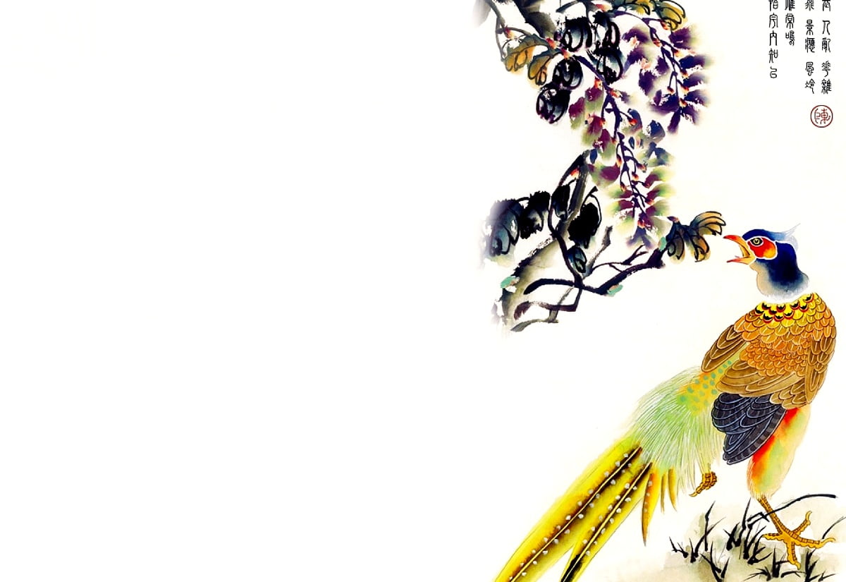 1600x1100 sfondo - arte cinese, Pittura cinese, uccello, schizzo, fiori