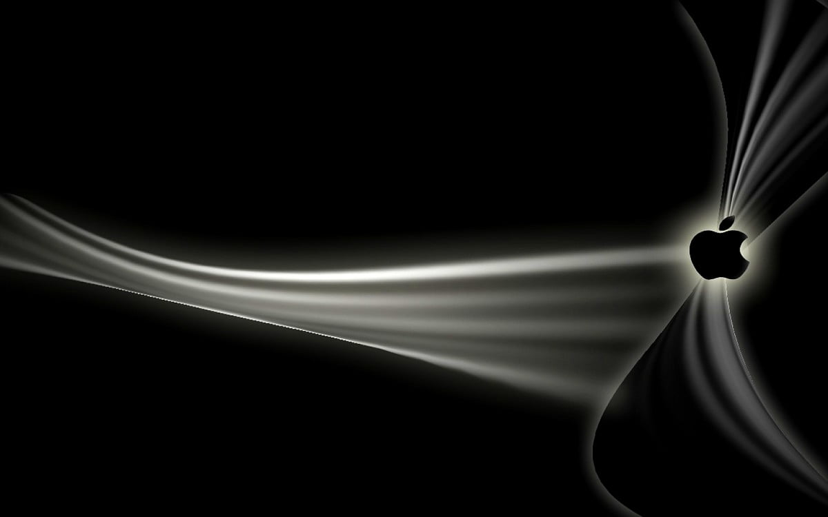 Logo Apple, nere, in bianco e nero, Natura morta, buio : HD sfondo 1600x1000