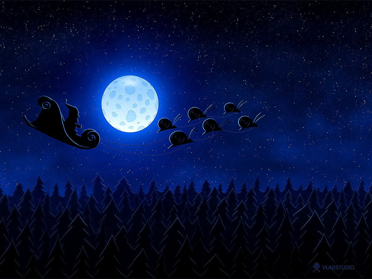 Natale, Luna, chiaro di luna, Luna piena, luce / gratis sfondo dello schermo (1600x1200)
