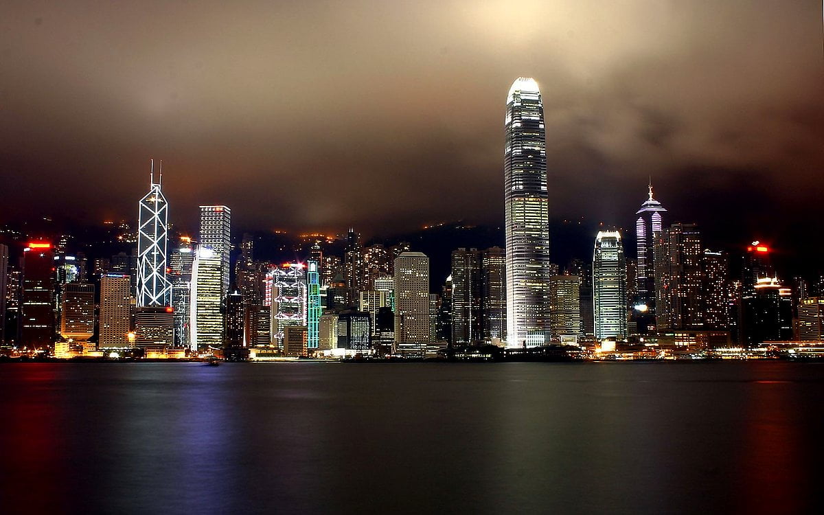 Grande fiume e città (Porto Victoria, Hong Kong) — gratis immagine di sfondo 1680x1050